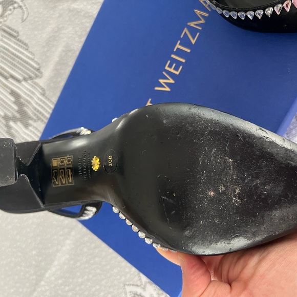 Stuart Weitzman Black Heels with Silver Detailing - Picture 4 of 6